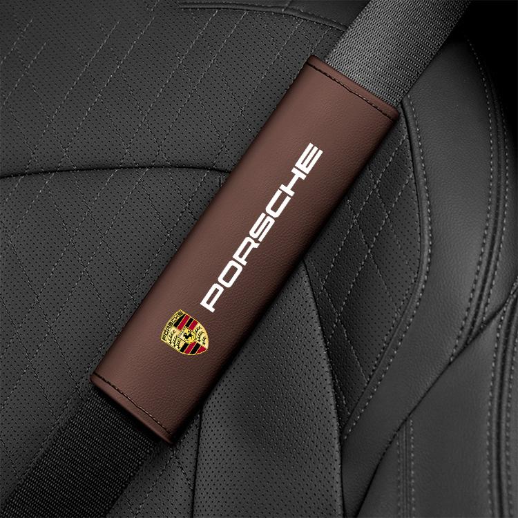 

2PC Car Interior Seat Belt Pad Leather Seatbelt Shoulder Cover For Porsche Cayenne Panamera Macan Boxster 911 Carrera-GT 928 944