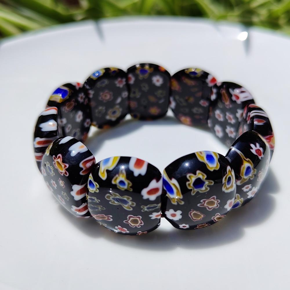 

1 шт. Модный браслет из стекла миллефиори Мурано с цветочным узором, эллипс, лэмпворк, цветной, с цветочным узором, для женщин, для вечеринки, подарок, дешевые товары