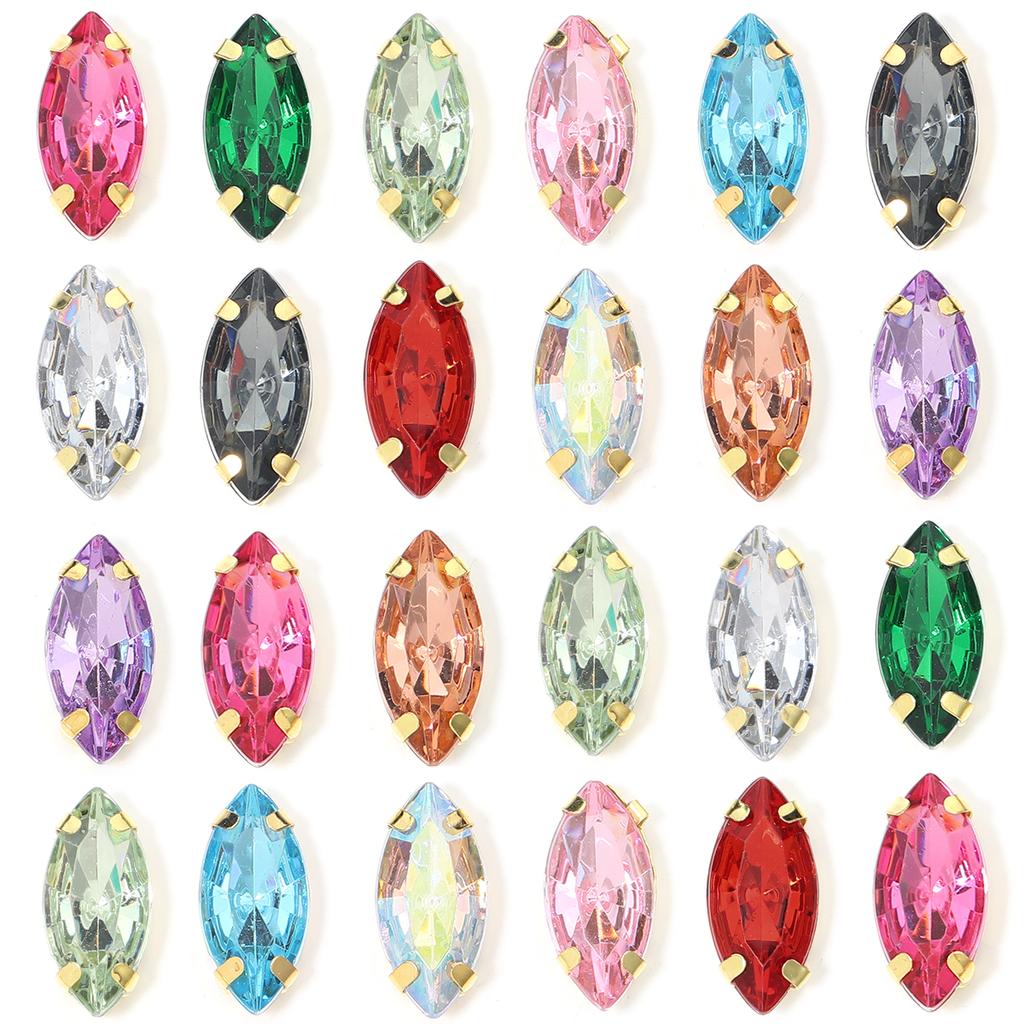 50 Stück Bunte Pferdauge Zum Aufnähen Acryl Strasssteine Mit Goldener Kralle Glas Kristall Zum Aufnähen Perlen Für Kleidung Kopfbedeckung Dekoration