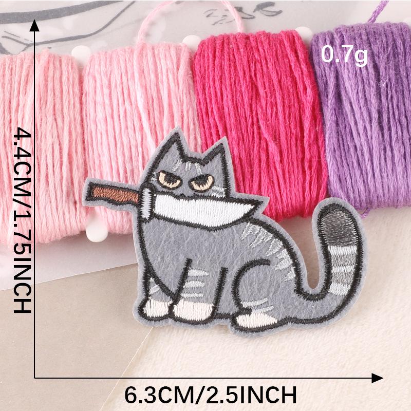 Aufnäher zum Aufbügeln mit Cartoon-Katze-Stickerei: Abzeichen für Kleidungszubehör