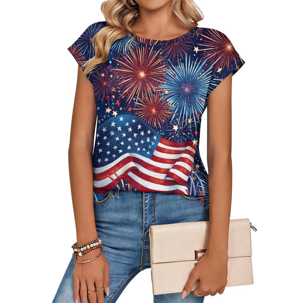 Women's Loose-Fit Fashionable Casual Retro Print T-Shirt