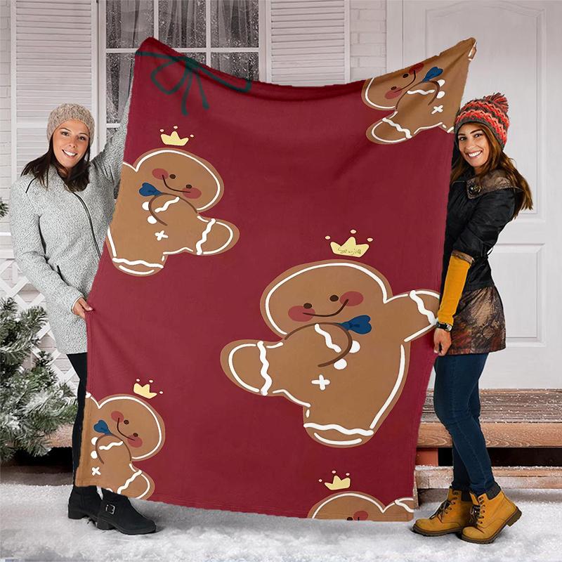 Christmas gingerbread man Theme Printed Blanket - Perfect for Couch, Bed, Travel & Outdoor Use | Machine Washable, Cozy & Durable.