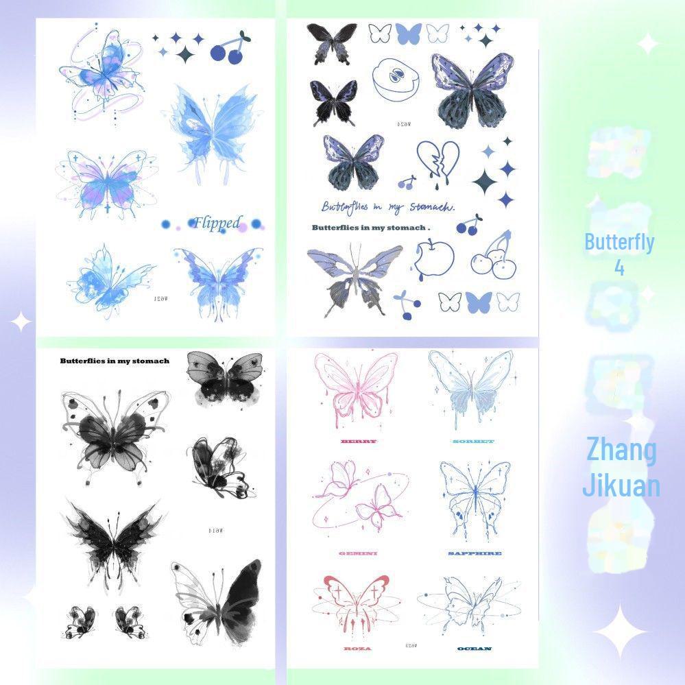 Waterproof Realistic Butterfly Tattoo Sticker – Small, Fresh, Aesthetic Cartoon Style, Long-Lasting, Personalized Colors
