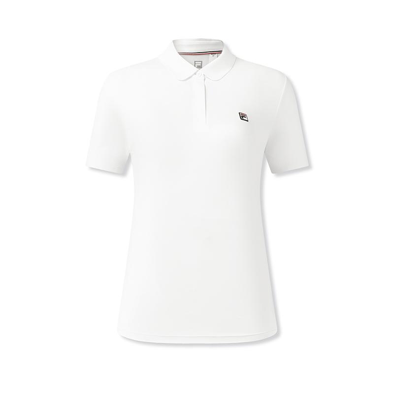 Fila Tennis Simple Classic Basic Sports Casual Comfortable Versatile Breathable Short Sleeve Polo Shirt Women tops Jade-White A11W623104FWT