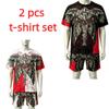 Fashion Summer Casual Retro Angel Wing Printed Round Neck Short Sleeved T-Shirt And Shorts Set Men's and Women's T-shirt Shorts Set