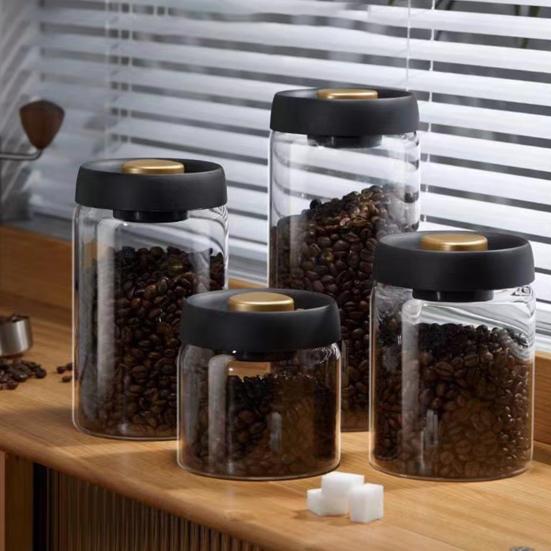 Vacuum Sealed Jar for Coffee Beans Airtight Food Storage Container Clear Glass Jars for Home Moisture-Proof Air Extraction Tank