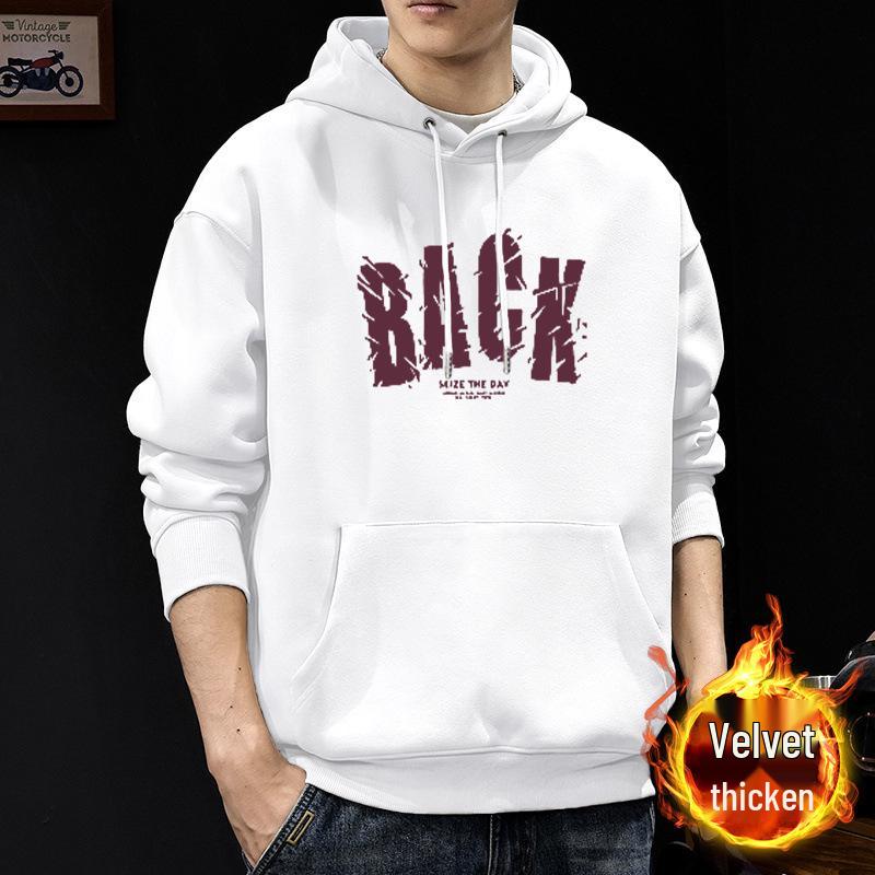 Men's Heavyweight Letter Print Hoodie - Autumn/Winter Thick Casual Jacket for Teens & Adults