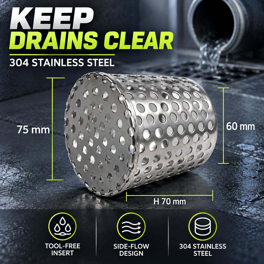 304 Stainless Steel Conical Floor Drain Filter Strainer Insert, Anti-Clog Anti-Rodent, Plug-and-Play, 50/63/75/83mm