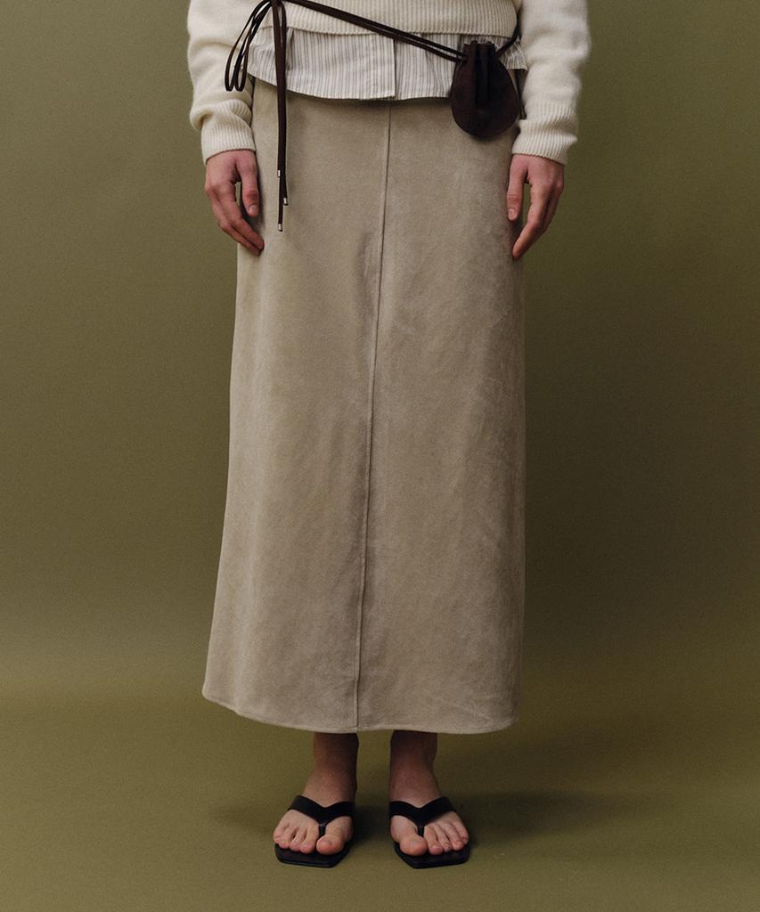Beiodeu Suede Long Skirt_Gray