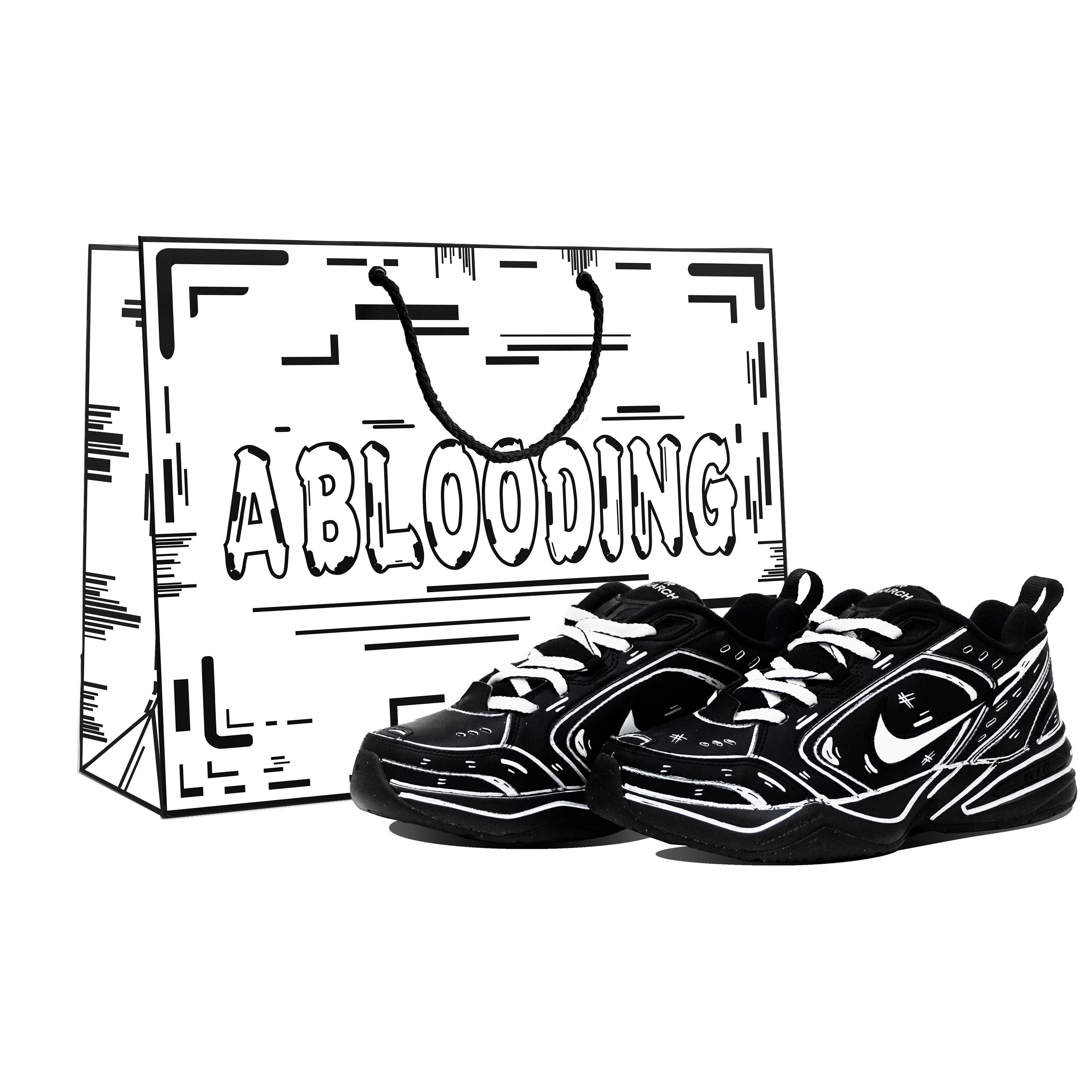 

Nike Air Monarch 4 Abrasion Resistant Low top Chunky Sneakers Unisex Black White 415445-001(Team14-S-Box) 37.5