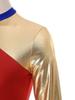 Womens Color Block Patchwork Leotard Dress Long Sleeve Irregular Hem Design Lyrical Dance Costume