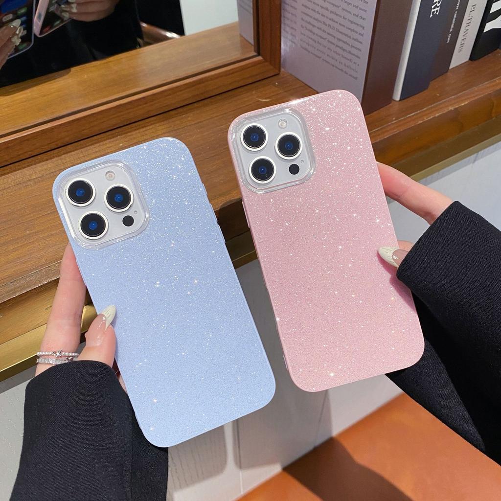 Korean glitter jelly solid color suitable for iPhone16Pro max Apple 17 mobile phone case 15/14 simple soft case