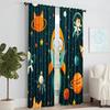Set Of 2 Versatile Polyester Transparent Curtains Home Decoration Cartoon Spaceman Outer Planet Use Bedrooms Living Curtain Perfect For Bedroom Decor