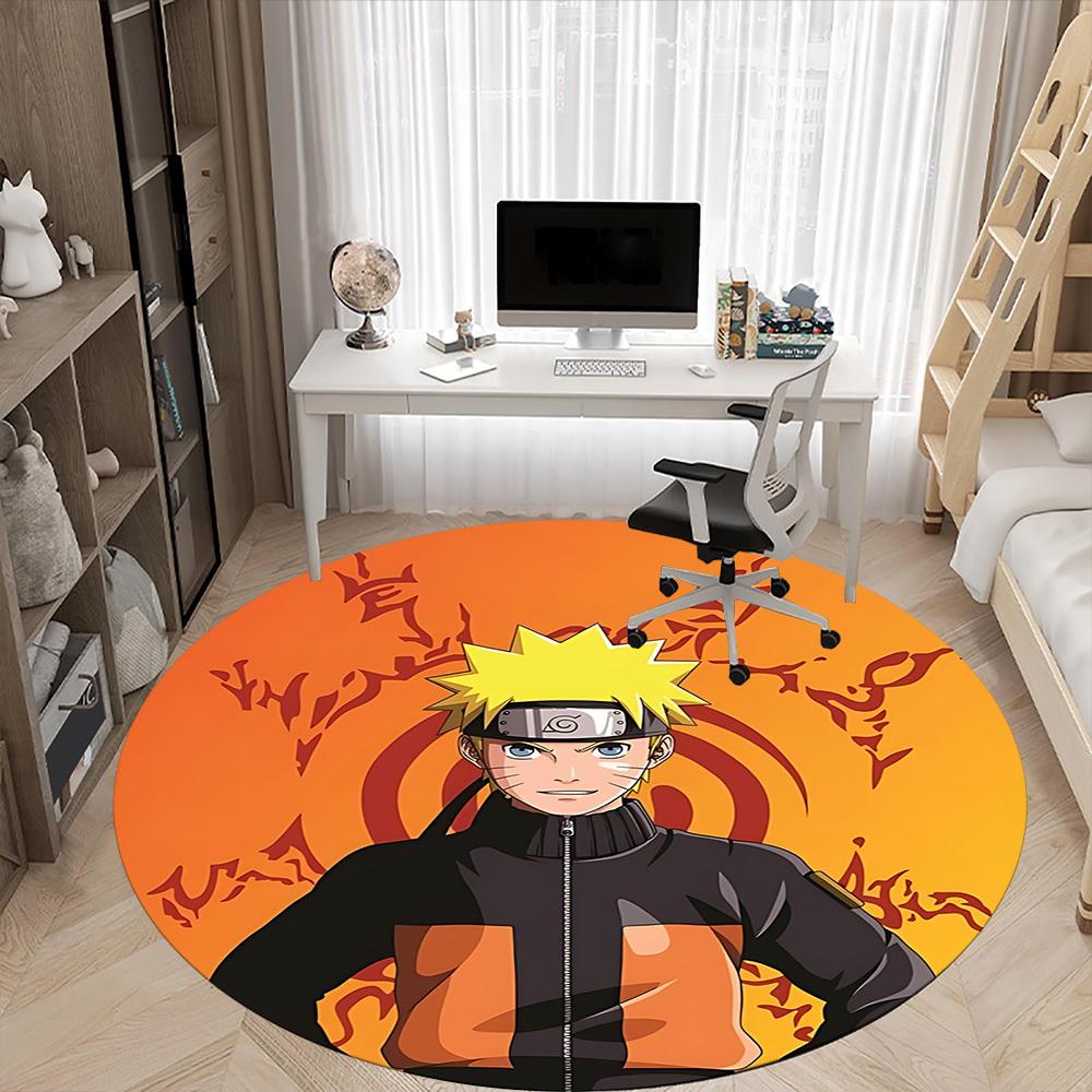 1 szt. Okrągły dywanik biurowy Naruto, Antypoślizgowy, Miękki i wytrzymały dywanik biurowy do dekoracji wnętrz, Idealny do biura, Piękna dekoracja