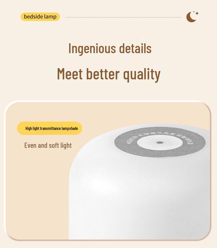 Rechargeable Touch-Control Night Light - Eye-Friendly Bedside Lamp for Baby Feeding & Sleep