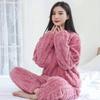 Pijamale de damă groase de iarnă din lână coral moale, drăguțe, de pluș, haine de casă largi, set cardigan lung deschis, pijama confortabilă