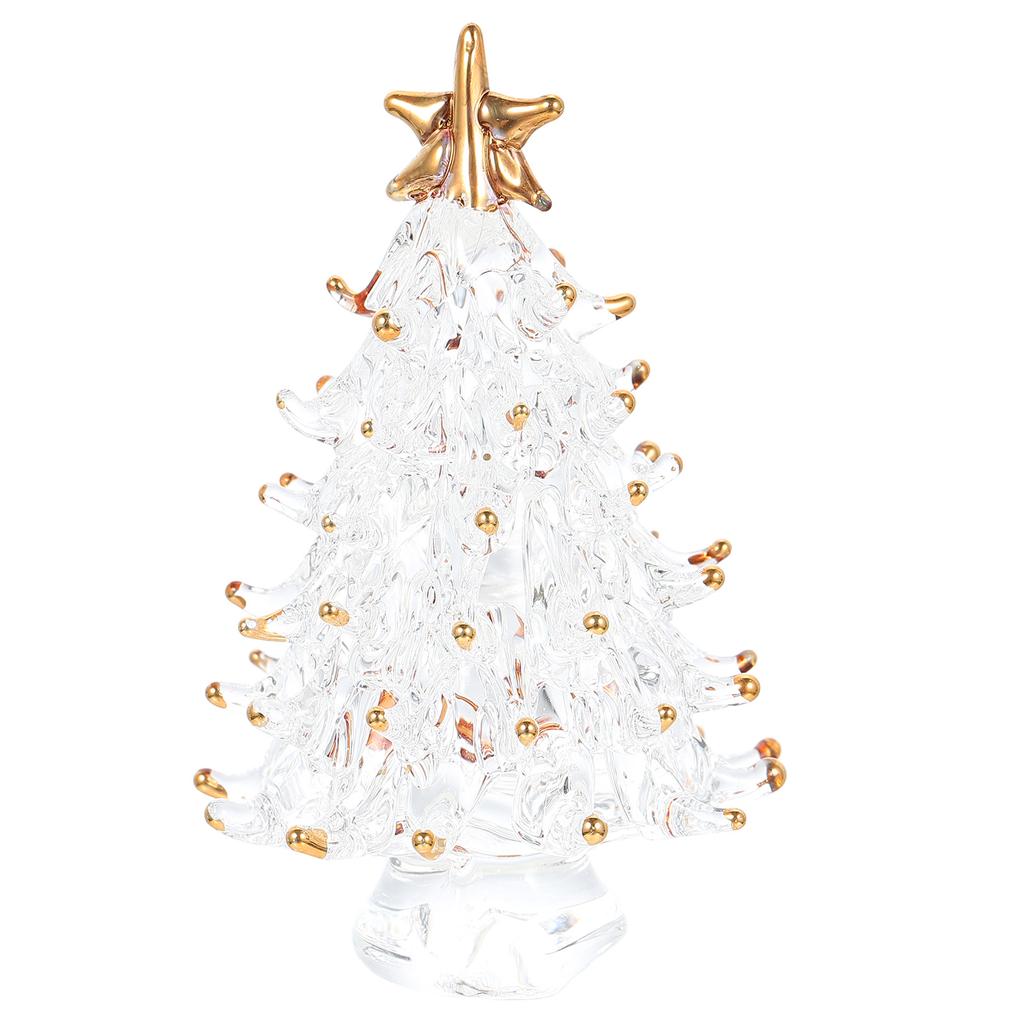 Mini Christmas Tree Crystal Desktop Decor Small Xmas Holiday Village Scene Table Decoration Christmas Supplies Five-