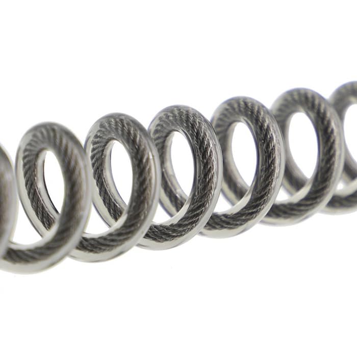 Strong Spiral Cord, Long, with Screw Carabiner, Maximum Extension of 3m, 30kg Weight Capacity, Wire, Shimte Rope, Fishing, Climbing, Camping