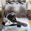 Ice Hockey Duvet Cover Set Full Queen Size Geometric Check Patchwork Stylish Bedding Set Athlete Winter Sports Comforter Covers