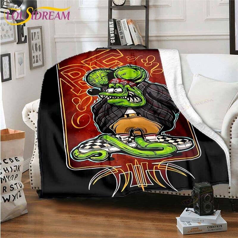 Rat Fink Blanket Throw Blanket Couch Quilt Cover Travel Bedding Throw Blanket Flannel Blanket Bedspread Blankets for Beds
