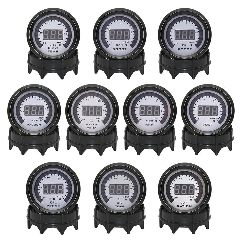 52MM Digital LED Boost EXT Exhaust Temp Gauge Voltmeter Voltage Air Fuel Ratio Gauge Oil Pressure Oil Temp Meter Car Gauge