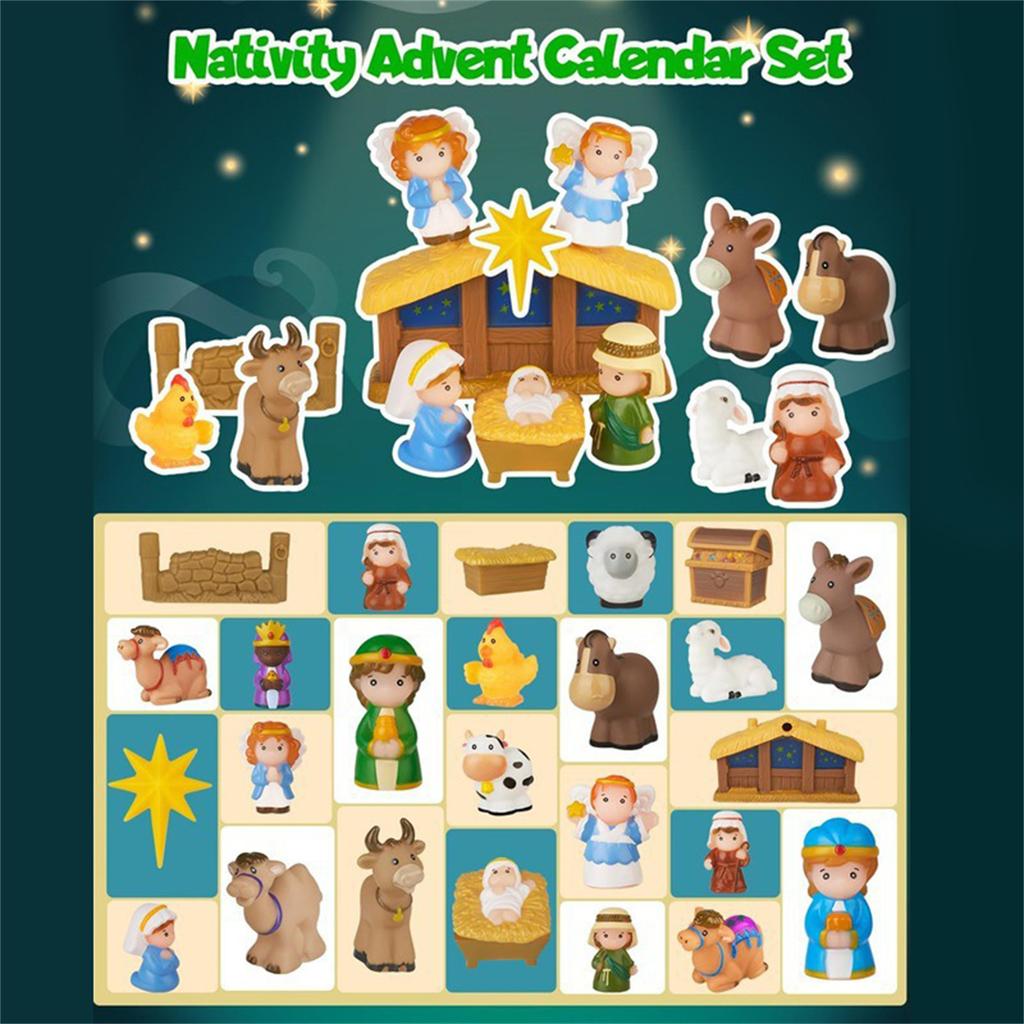 Nativity Christmas Advent Calendar For Kids 24 Day Countdown With Story And Toy Surprise Christian Holiday Gift Set With Decorative Box