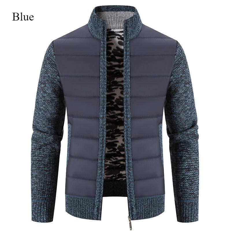 Herren Pullover mit Stehkragen und verdickter Fleece-Oberbekleidung, lockerer Strickpullover, Strickjacke, Winterpullover, modisches, schmales Oberteil