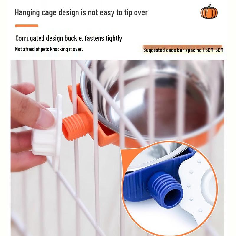 Hanging Stainless Steel Cat & Dog Anti-Spill Food/Water Bowl for Pet Cages