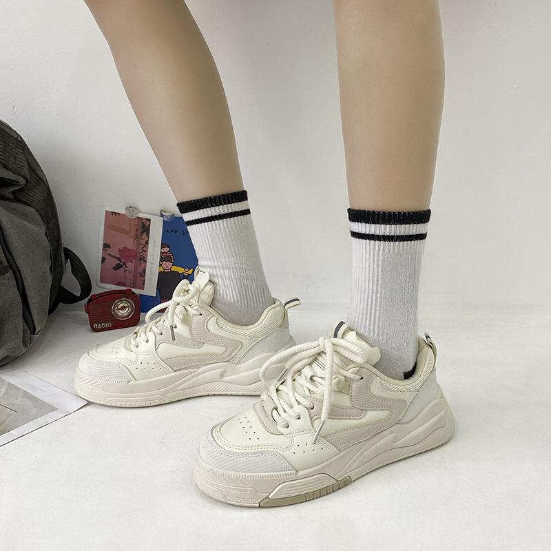 Retro Little White Shoes Children's Spring and Autumn New Ins Trendy Thick-soled Leather Surface Versatile Casual Board Shoes