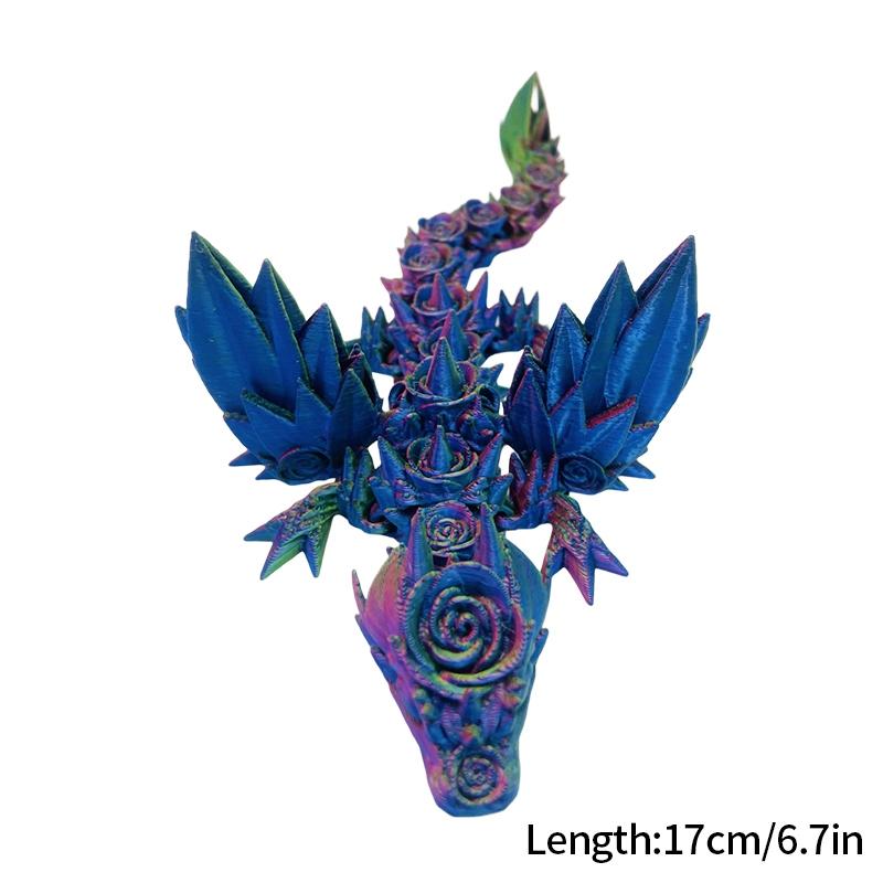 

3D Printed Dragon with Wings Rotatable Articulated Dragon Feathered Wyvern Dragons Statue For Landscaping Decor Kids Fidget Toys