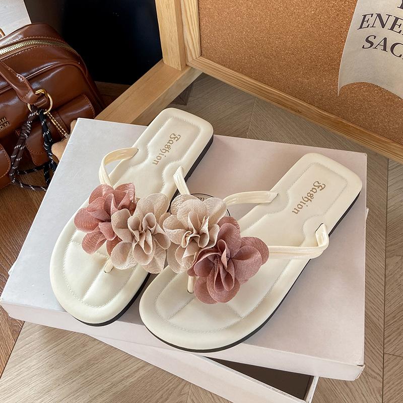 

3D Floral Flat Sandals for Women Boho Braided Flower Flip Flops Lightweight Slide Shoes Women s Summer Non-Slip Slippers Open Toe Beach Dress Shoes 36/37 белый