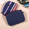 Ethnic Style Handbag  Fabric Money Pouch  Key Bag  Wrist Strap with Two Zippers  Hand-held Bag