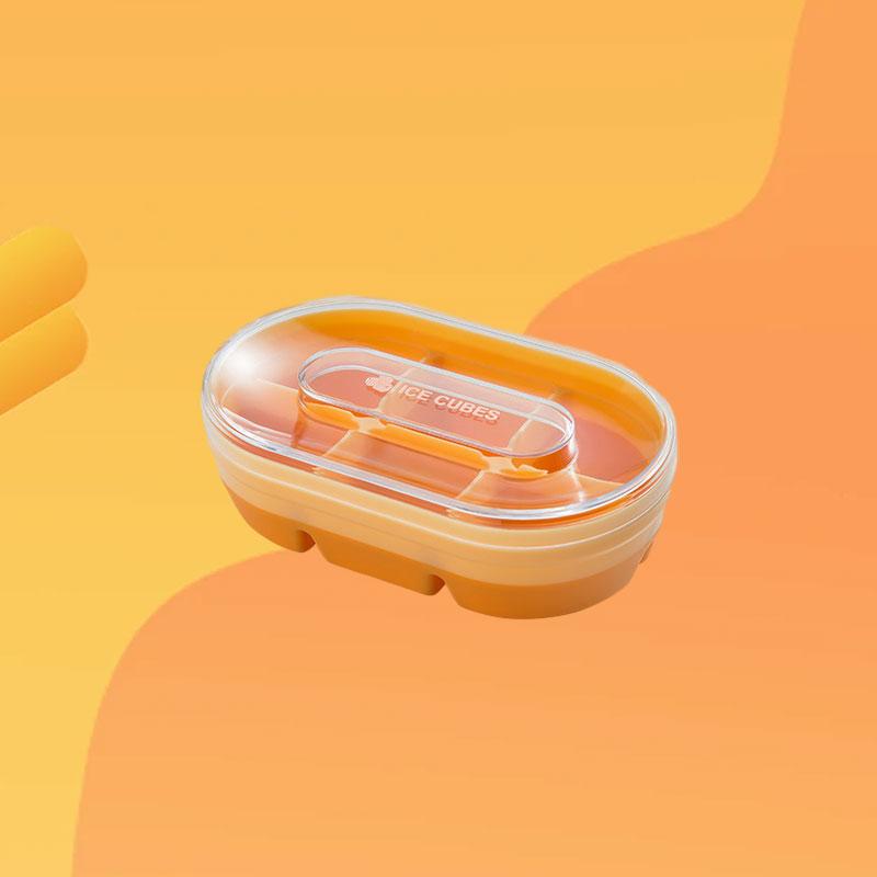 

1шт Форма для кубиков льда Измельчитель льда Отделение для льда Ящик для льда Быстросъемный бытовой ящик для льда с крышкой Мгновенная заморозка оранжевый