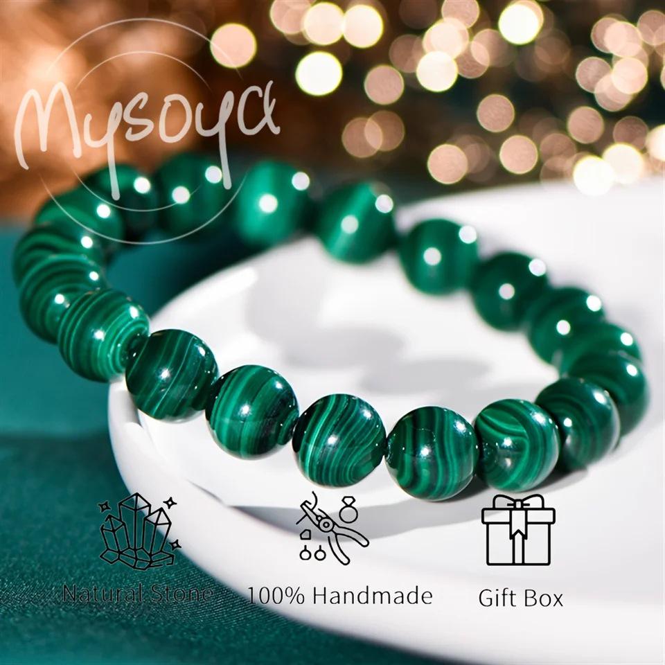 MYSOYA Green Malachite Bracelet with Gift Box CB13 14 cm
