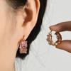 Exquisite Square Pink Earrings with Feminine Style, Fashionable and Personalized Design, Versatile Earrings