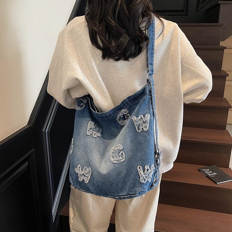 Washed Denim Backpack Women's Large-capacity Schoolbag Casual Sports Outdoor Backpack