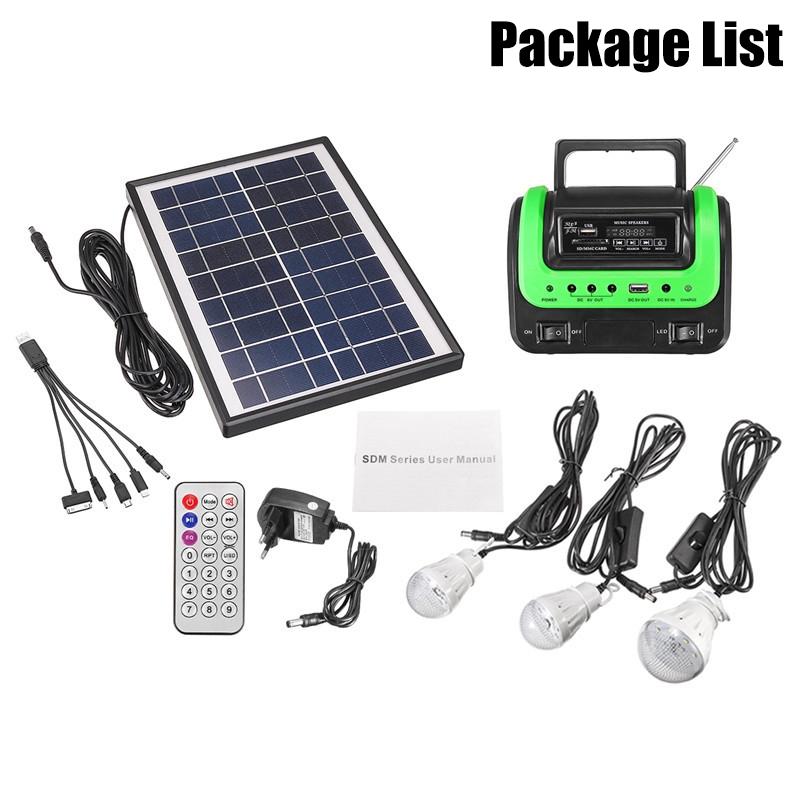 Solar Panel Charging Generator System Power Panel Generator Kit with MP3 Radio Outdoor Flashlight Mobile Power Supply