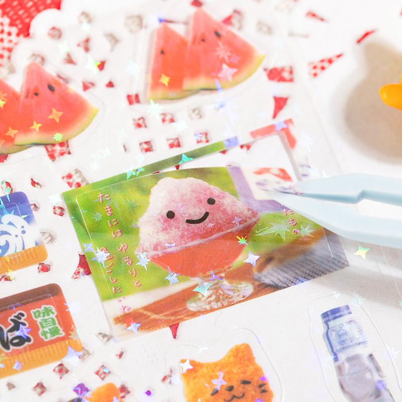 10pcs/bag PET Vintage Snacks Fruits Shop Stickers For Scrapbooking Kawaii Stationery Notebook Background Sticker DIY Decoration