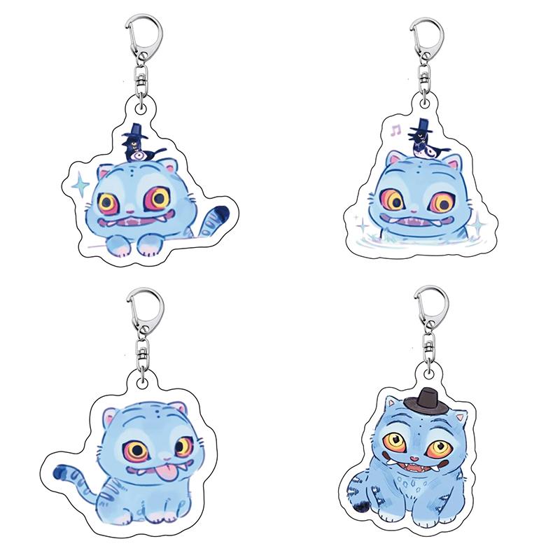 4Pcs/Set  Anime Movie Kpop Demon Hunters Tiger Acrylic Pendant Keyring Jewelry Backpack Decorations Halloween Props Gift