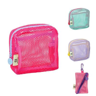 Portable Mesh Cosmetic Bag Women Dopamine Color Storage Makeup Case Mesh Toiletry Storage Pouch Organizer