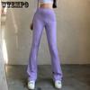 Solid Hot Y2K Woman Pants Aesthetic Fashion Streetwear Women Clothes Slim High Waist Sexy Bell Bottom Long Flare Tights