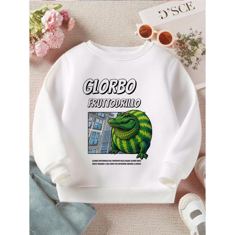 Kids Crewneck Sweatshirt, Watermelon Rex Cute Fruit Dinosaur Graphic Print 110
