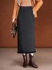 Fluffy Wool-Blend Ruffle Midi Skirt, 2025 Winter High-Waist Slim-Fit Pencil Skirt