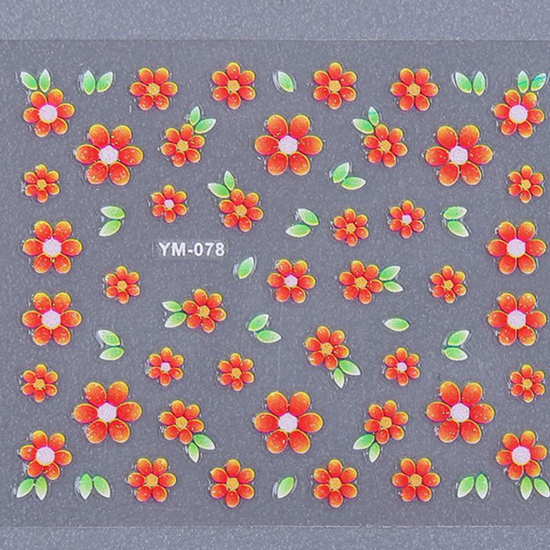 30Pcs/set Nail Stickers Pink Cute Cartoon Flower Personality Trend 3D Nail Stickers Children Animal Nails Decal Nail Decoration