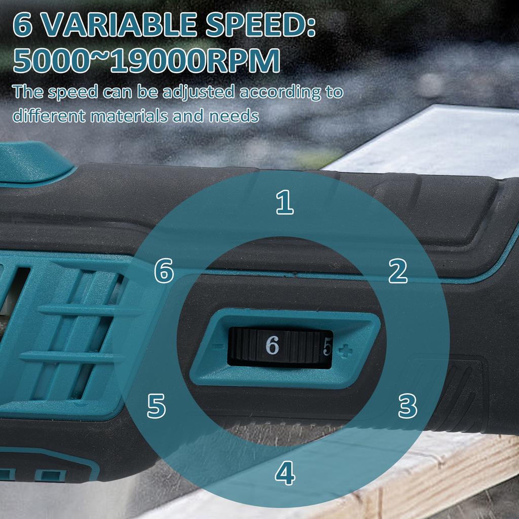 20V akumulátorový oscilační nástroj 6 nastavitelných otáček 19000 ot./min. bezkartáčový motor oscilační multifunkční nástroj