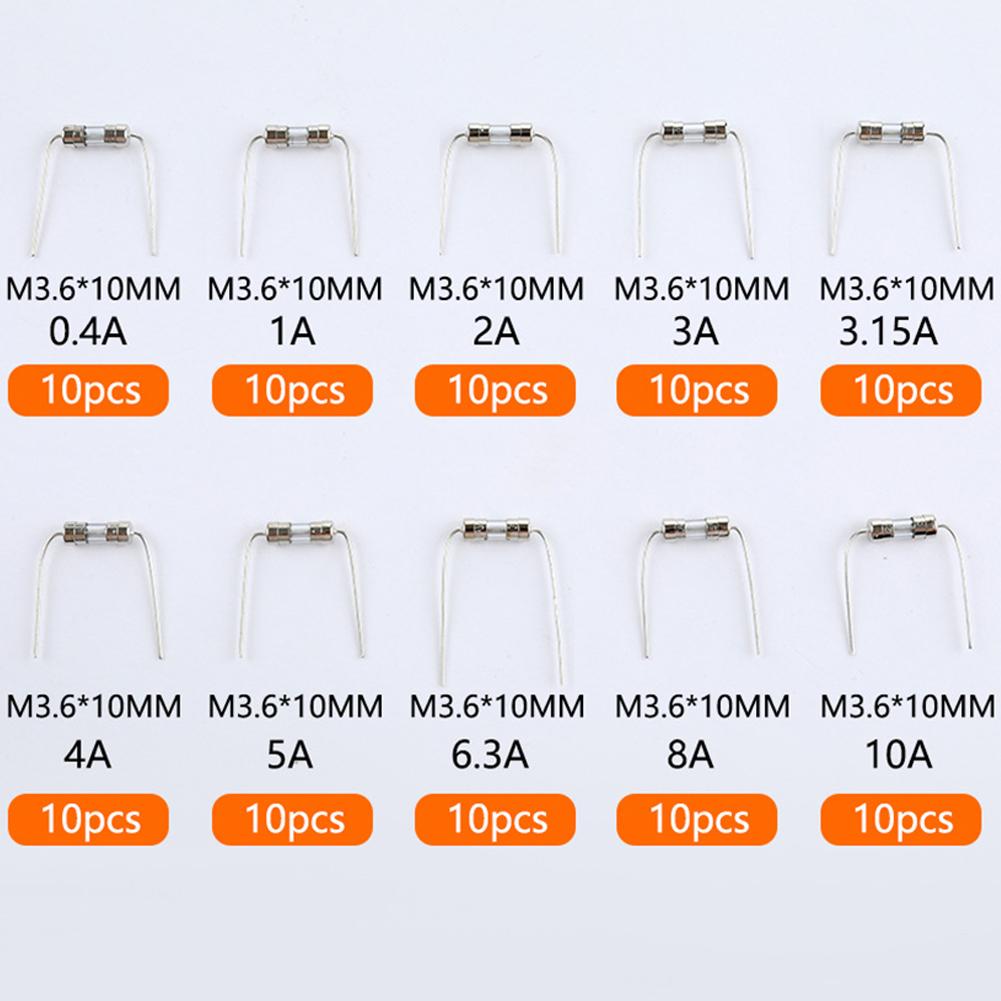 3 6x10MM Glass Fuse Tube 100PCS with Pin 250V for Appliance Circuit Protection 0 5A 1A 2A 3A 4A 5A 6 3A 8A 10A