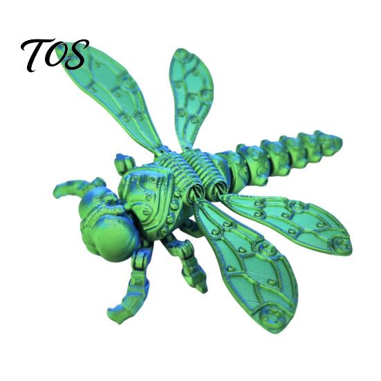 Flexible Dragonfly Model 3D Printed Figurine, Articulated with Movable Joints, Toys Stress Relief Insect Fidget Toy for Desk Decoration Collectible