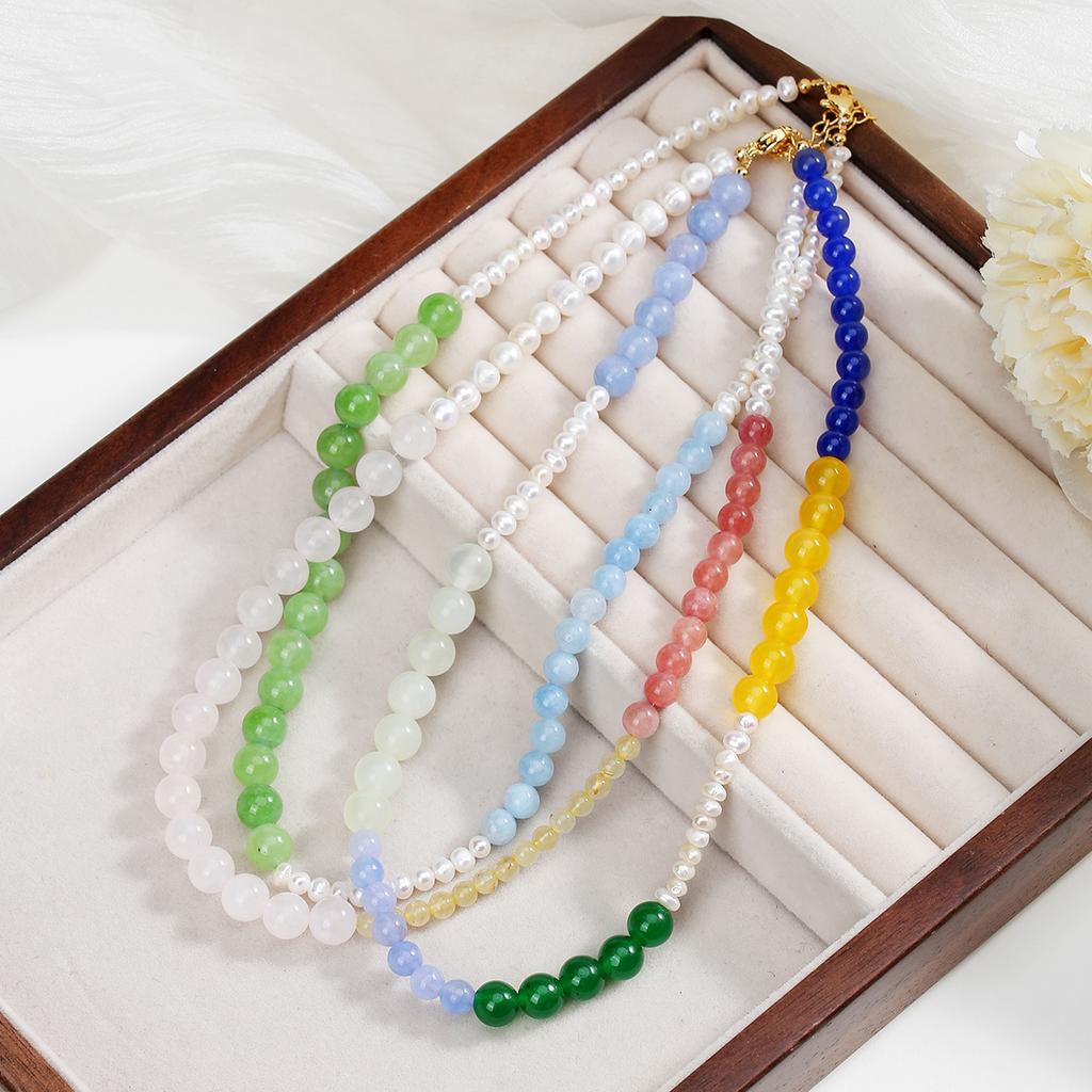 Natural crystal necklace, irregular pearl necklace, Bohemian bead necklace, jewelry