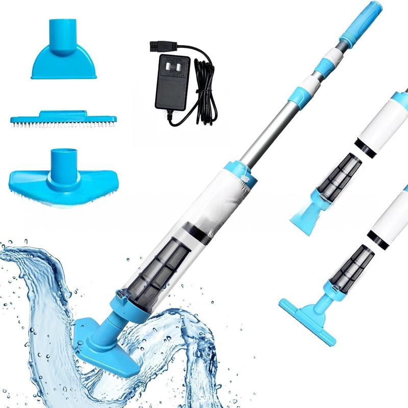 3 In 1 Rechargeable Pool Vacuum Cleaner with Navigation Roller Bristle Suction Nozzle for Spas Hot Tubs Small Pools Fish Tanks
