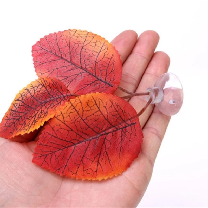 1Pcs Fish Tank Fake Plants Decoration Green Leaf Hammock For Betta Fish Stress-Reducing Aquarium Decor With Suction Cup